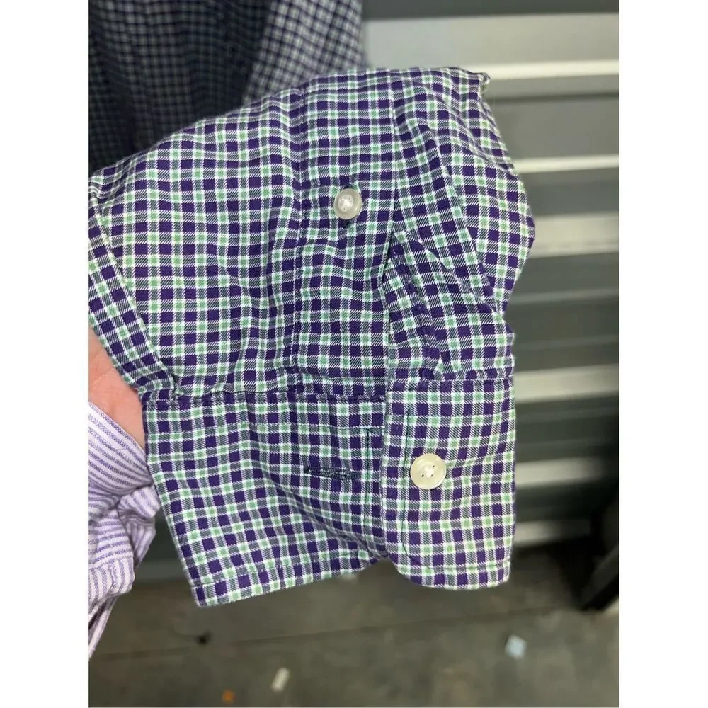 Purple & Green plaid Polo Ralph Lauren Big & Tall Button Down Shirt XLT - Picture 5 of 7